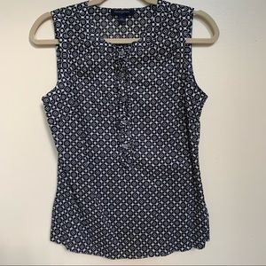 Black and white patterned sleeveless top